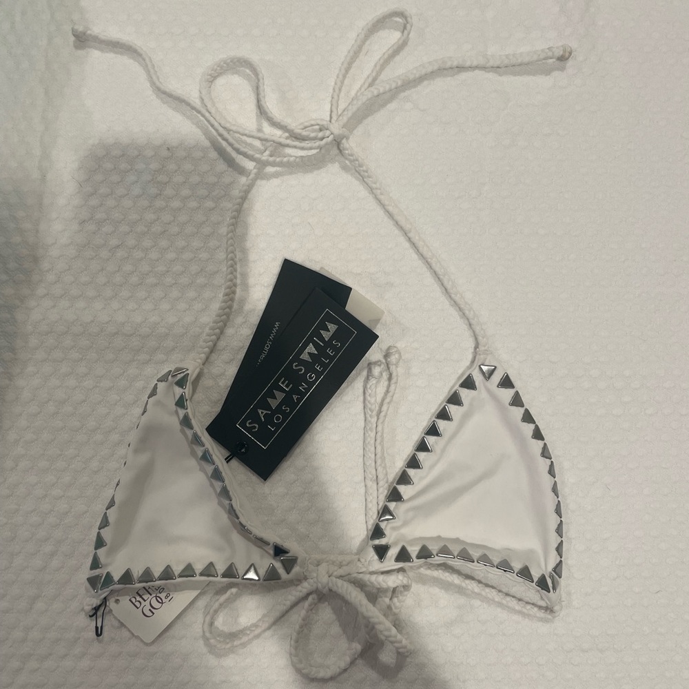 NWT Same Swim Small White Bikini Top